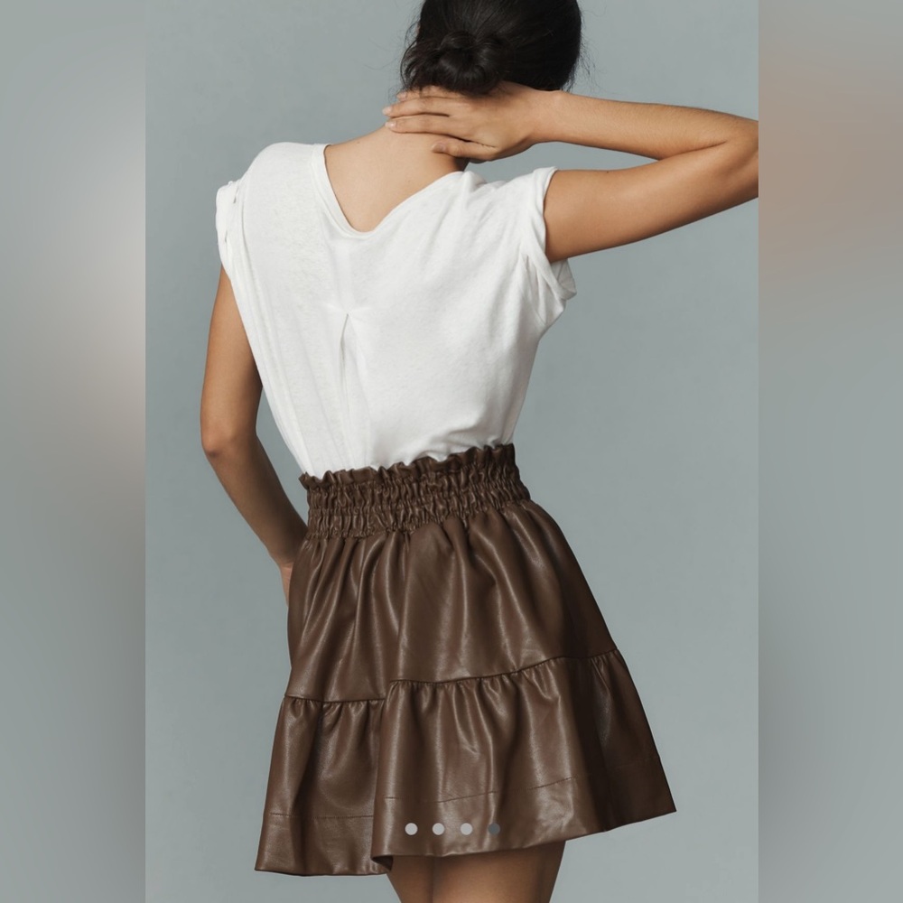 ✨ Anthropologie Somerset Faux Leather Skirt Sz L - Picture 4 of 5